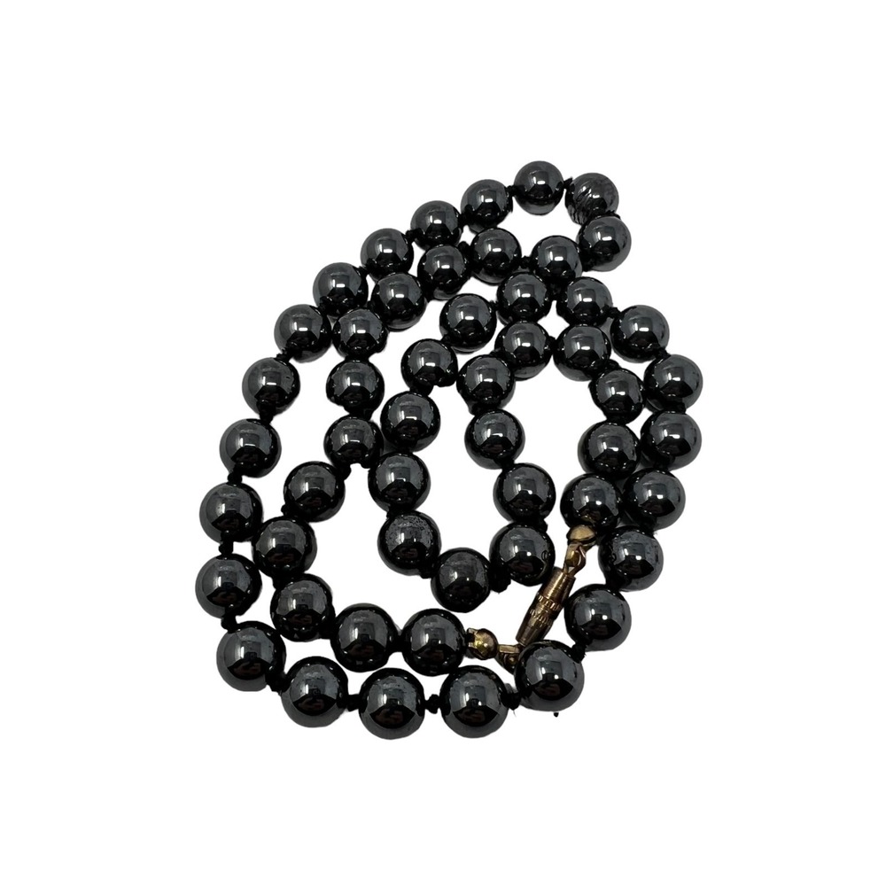Hematite Beaded Necklace Barrel Clasp Closure 20 inches - Picture 7 of 7